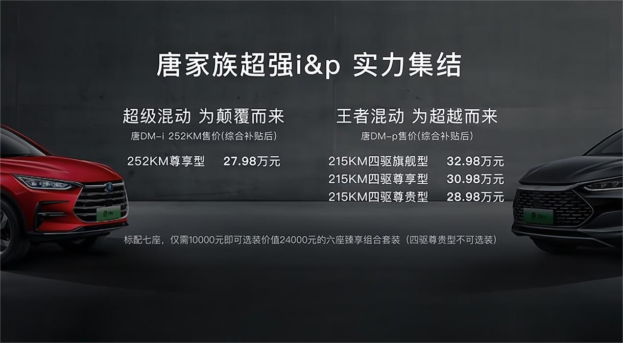 比亚迪唐DM-p正式上市，三个版本补贴后售价区间为28.98万至32.98万元